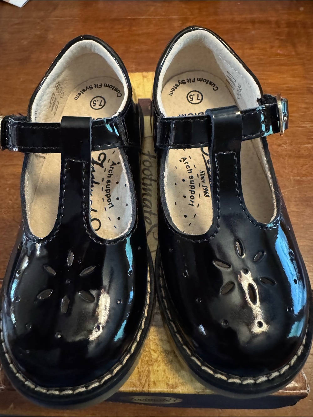 FootMates Black Patent T-Strap Dress Shoes for Kids